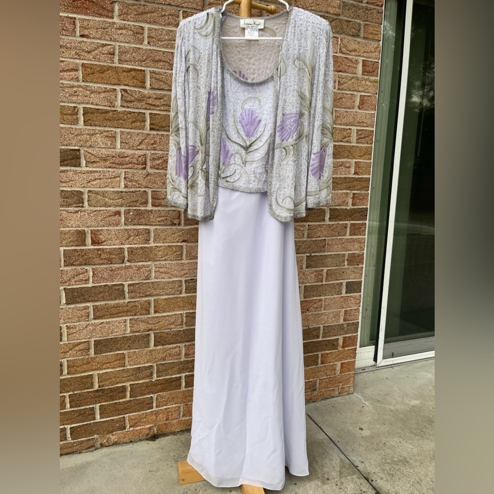 Vintage 80s Laurence Kazar beaded dress size 8 Lilac And Purple - Picture 2 of 13